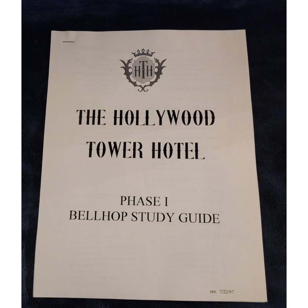 Hollywood Tower Hotel Phase I Bellhop Study Guide Cast Member Issue July 22 1997